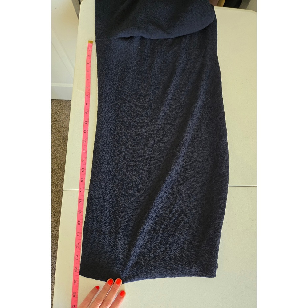 MM.LaFleur Womens 8 Pants Culotte Navy Blue Wide Leg High Rise Side Pleat Crepe - Picture 11 of 12